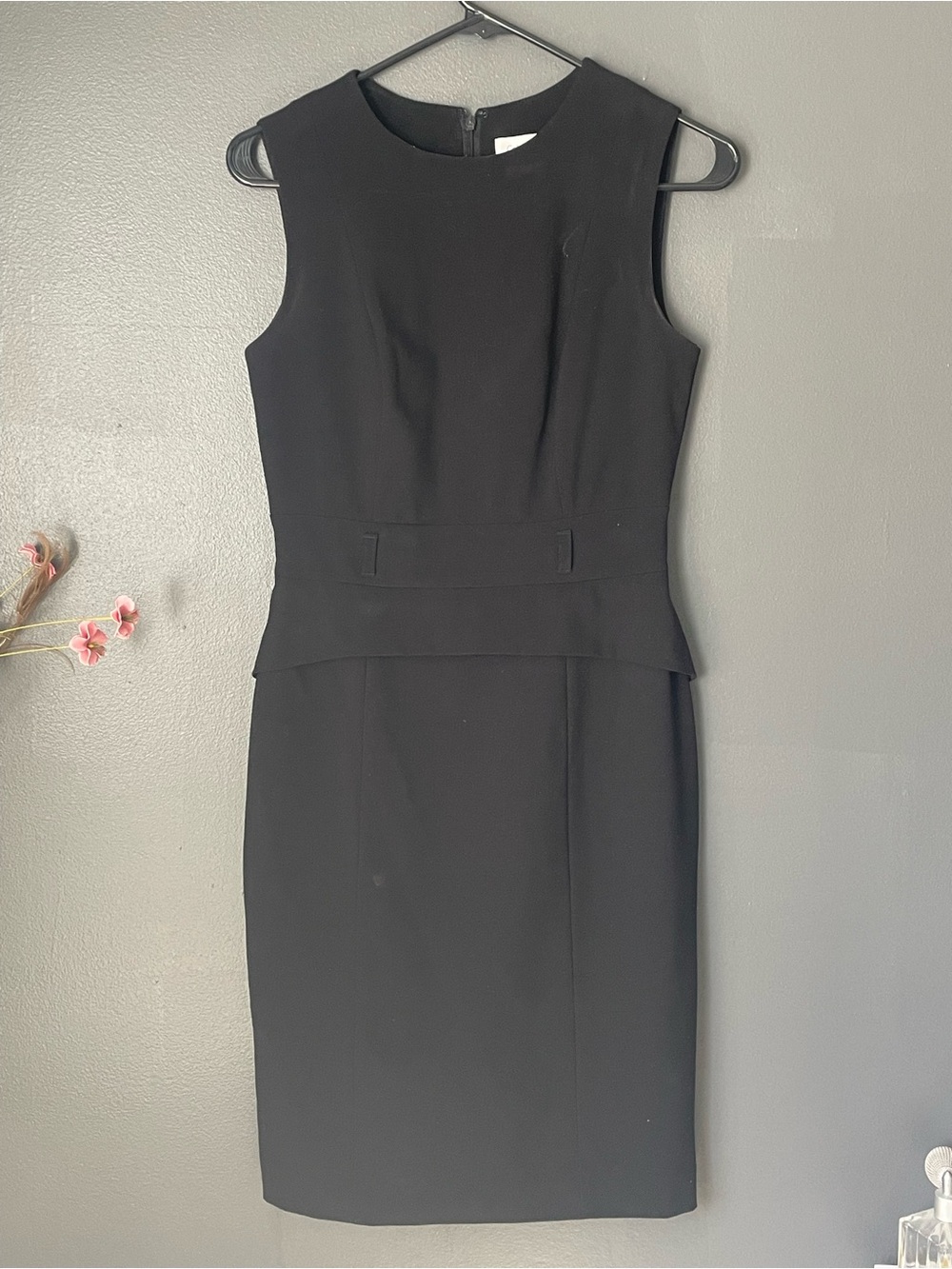 Calvin Klein Black Tailored Sheath Pencil Dress Size 2 Career Workwear